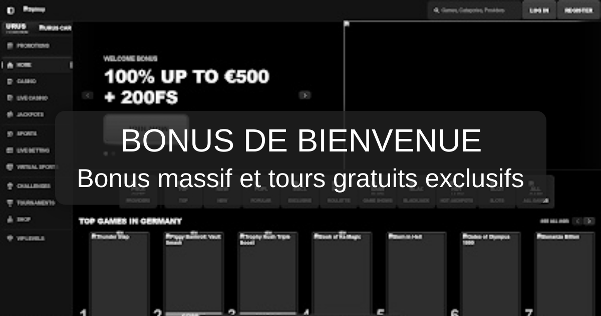 Spinsy Casino et son bonus de bienvenue jusqu’à 500 €